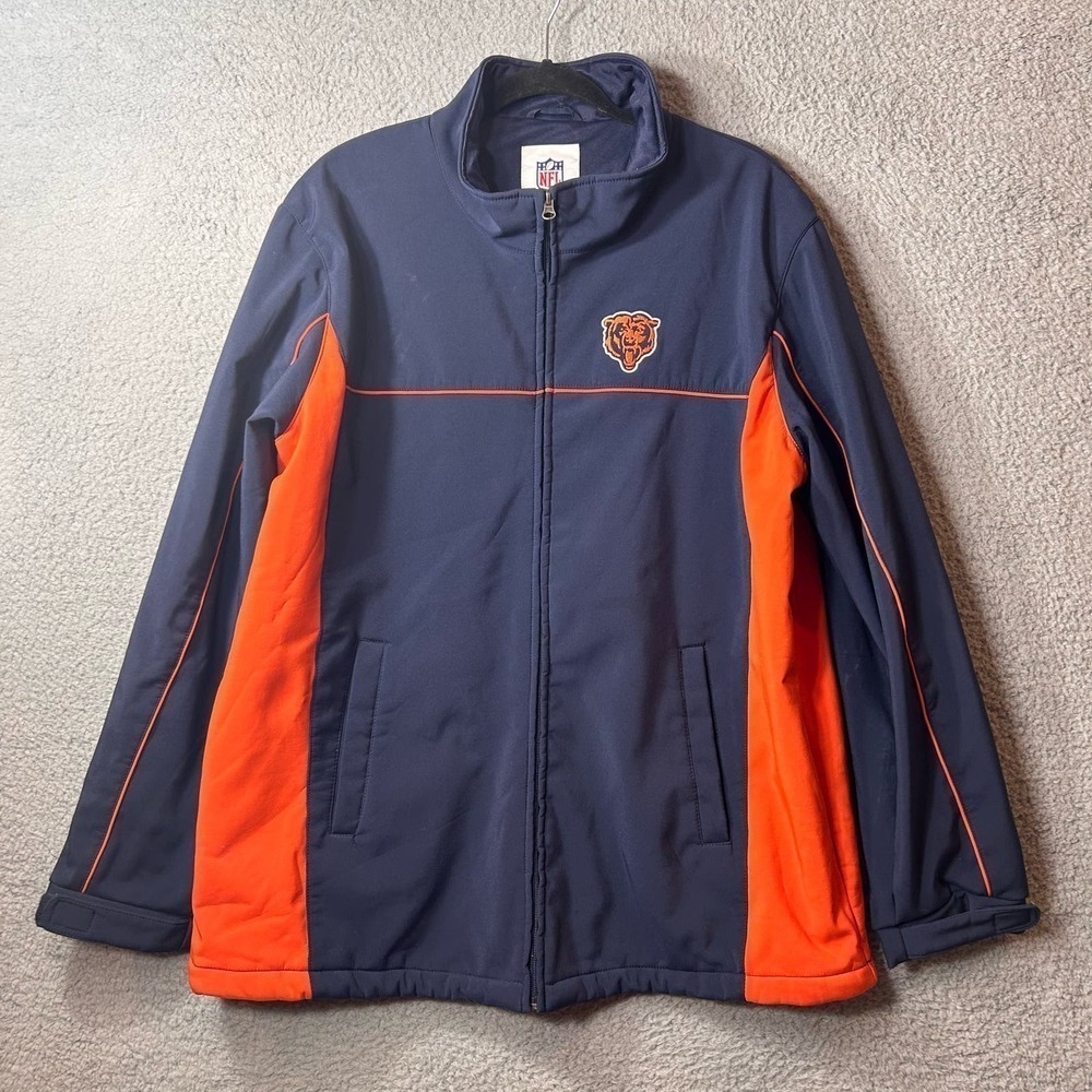 Chicago Bears Jacket Mens XL Blue Orange NFL Full Zip High Neck Jacket Football - Picture 3 of 11